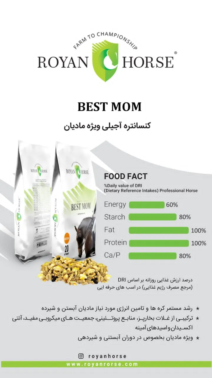 خوراک ویژه مادیان آبستن و شیرده Best Mom